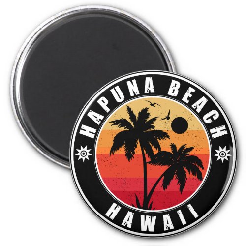 Hapuna Beach Hawaii Retro Palm Trees 60s Souvenirs Magnet