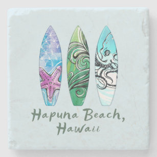 Hapuna Beach Hawaii Surfboards   Stone Coaster
