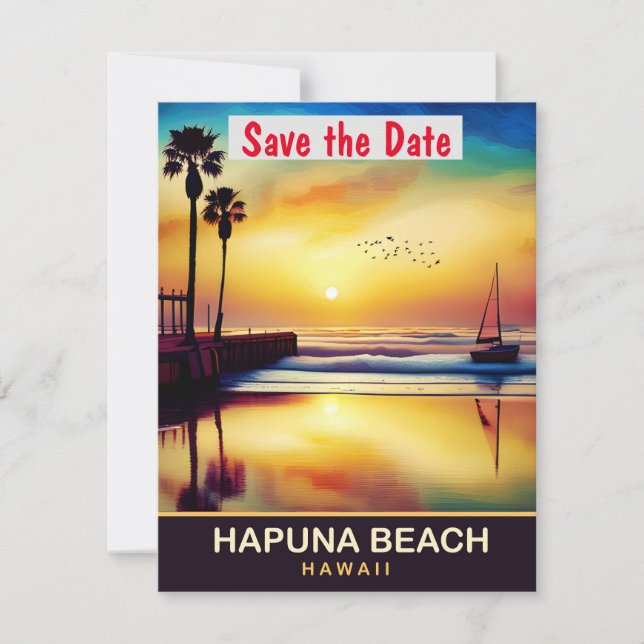 Hapuna Beach Hawaii Tropical Wedding Invitation (Front)