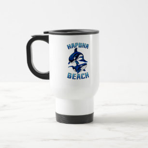 Hapuna Beach Hawaii Vacation Tribal Whale Orcas Travel Mug