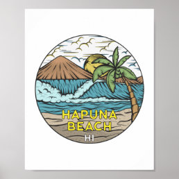 Hapuna Beach Hawaii Vintage Poster