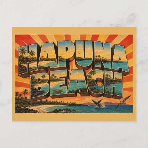 Hapuna Beach Hawaii White Sand Lava Shore Art Postcard