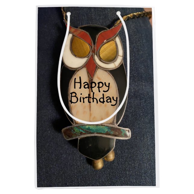 Hapyy Birthday Wise Owl Medium Gift Bag (Front)