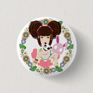 Harajuku Girl Yuriko - bordered Button