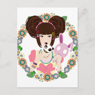 Harajuku Girl Yuriko - bordered Postcard