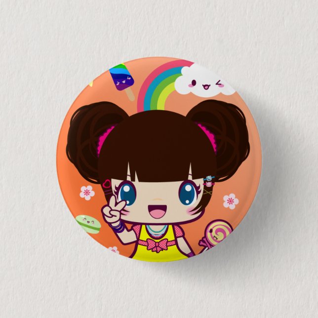 Harajuku Girl Yuriko Pinback Button (Front)