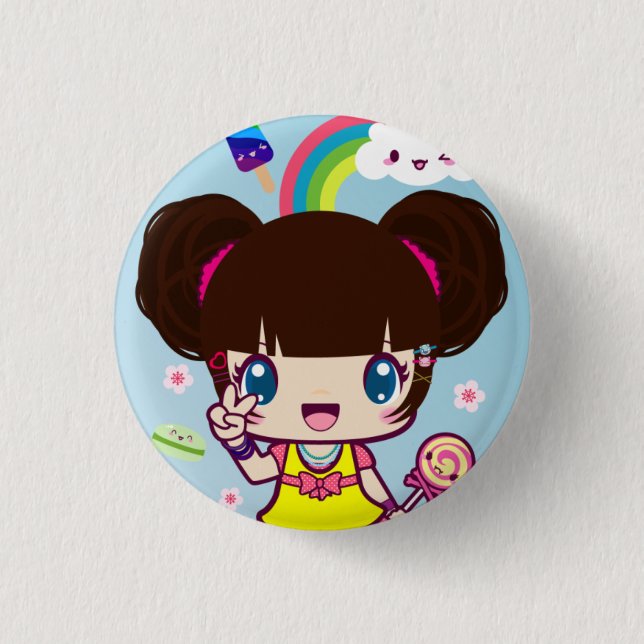 Harajuku Girl Yuriko Pinback Button (Front)