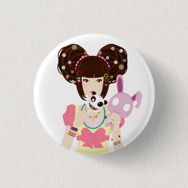 Harajuku Girl Yuriko Pinback Button (Front)