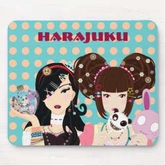 Harajuku Girls in Polka Dots Mouse Pad