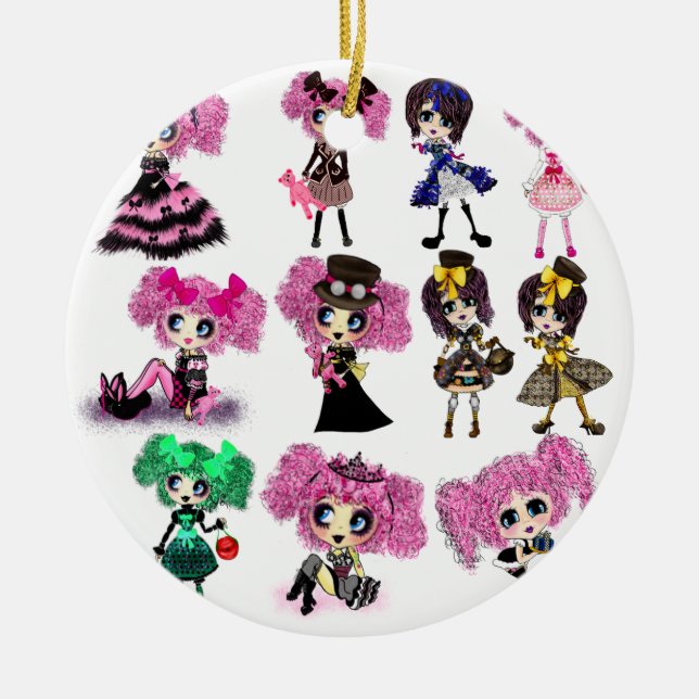 Harajuku Girls - Lolita fashionistas Ceramic Ornament (Front)