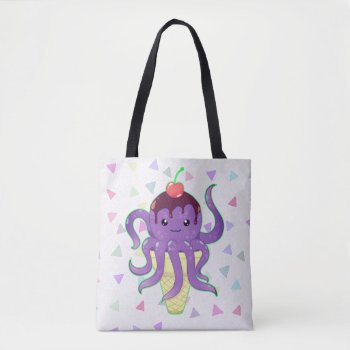 Harajuku Kawaii Purple Octopus In Ice Cream Tote Bag by DiaSuuArt at Zazzle