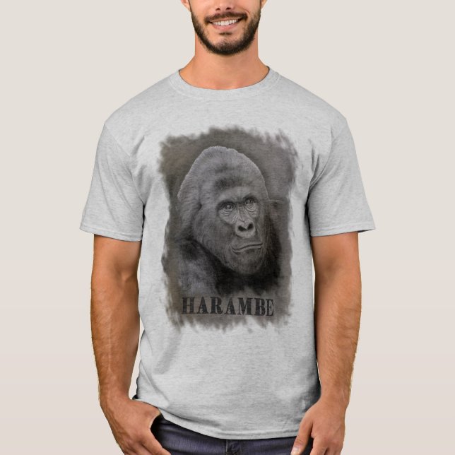 Harambe (Graphite Drawing)-Large Image Size T-Shirt (Front)