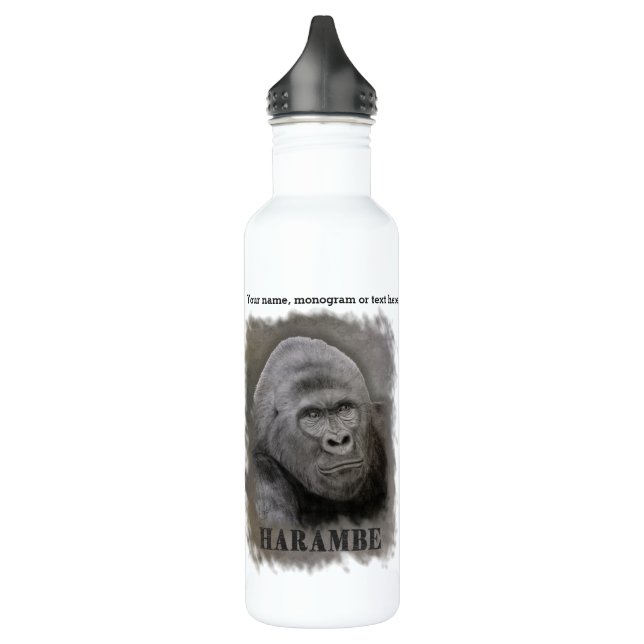 Harambe (Graphite Drawing) Stainless Steel Water Bottle (Left)