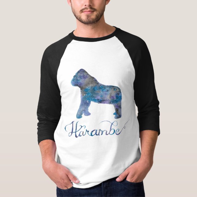 Harambe Watercolor Mens Baseball Tee (Front)