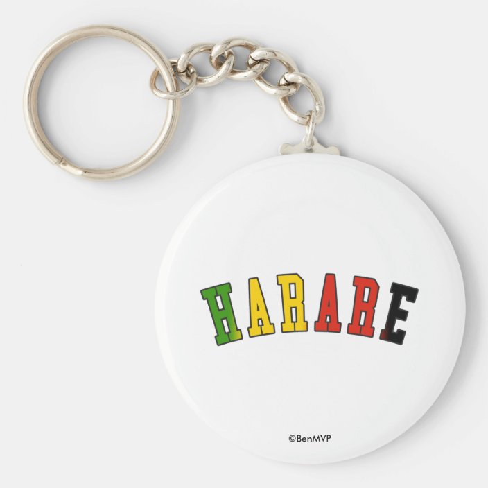 Harare in Zimbabwe National Flag Colors Key Chain