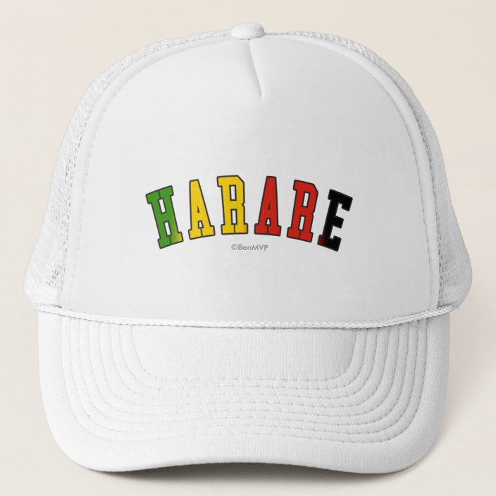 Harare in Zimbabwe National Flag Colors Mesh Hat