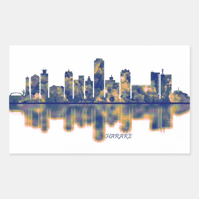 Harare Skyline Rectangular Sticker (Front)