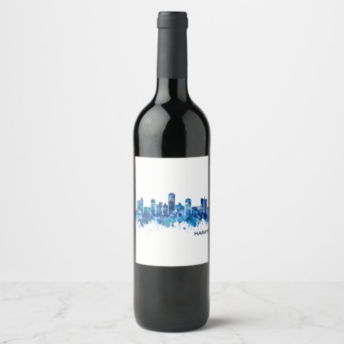 Harare Zimbabwe Skyline Blue Wine Label