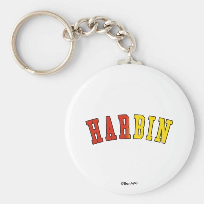 Harbin in China National Flag Colors Keychain