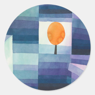 Harbinger of autumn abstract watercolor Paul Klee Classic Round Sticker