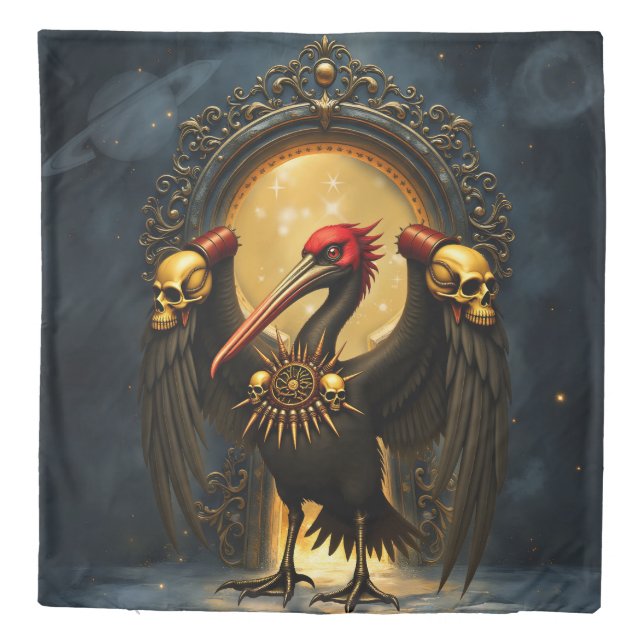 Harbinger of the Golden Gate The Nocturnal Pelican Duvet Cover (Back)