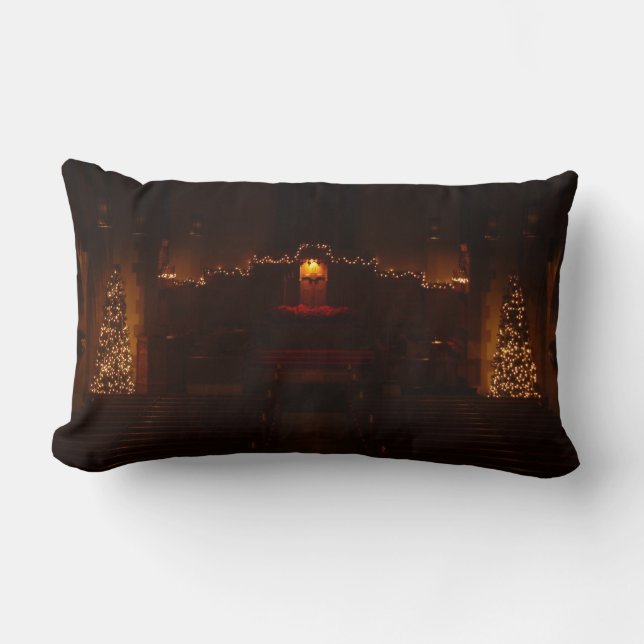 Harbison Chapel at Christmas Grove City College Lumbar Pillow (Front)