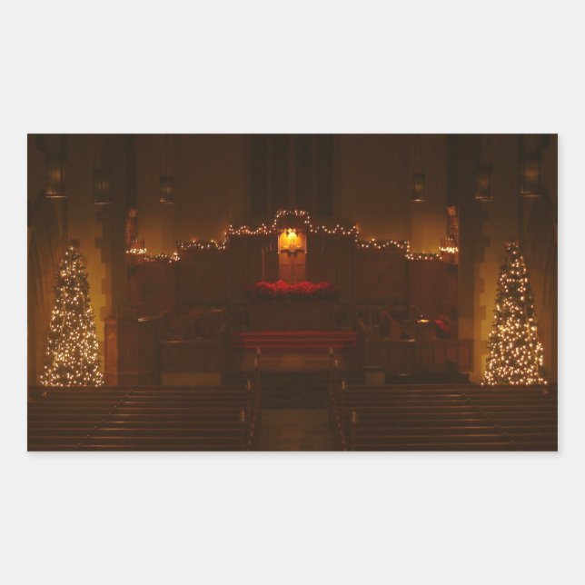 Harbison Chapel at Christmas Grove City College Rectangular Sticker (Front)