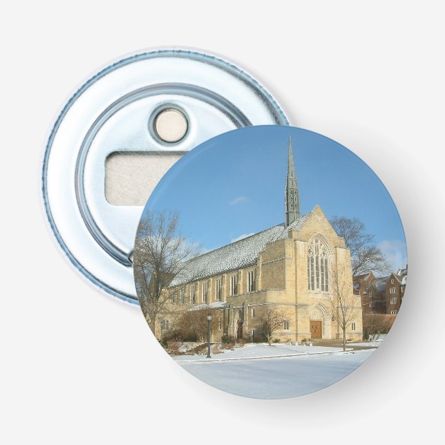 Harbison Chapel in Winter at Grove City College Bottle Opener (Front)