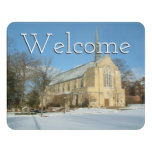 Harbison Chapel in Winter at Grove City College Door Sign