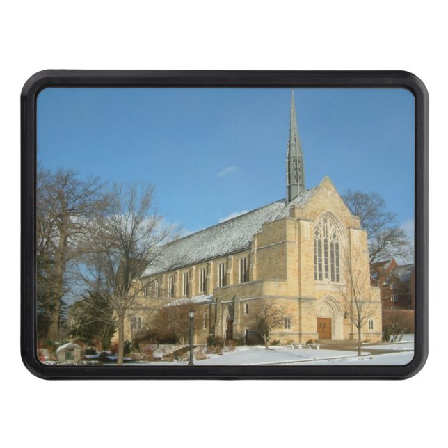 Harbison Chapel in Winter at Grove City College Hitch Cover (Front)