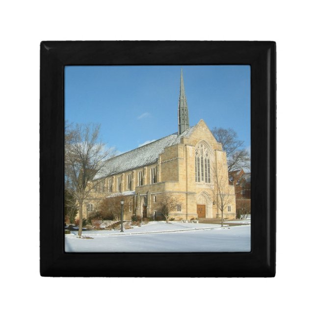 Harbison Chapel in Winter at Grove City College Jewelry Box (Front)