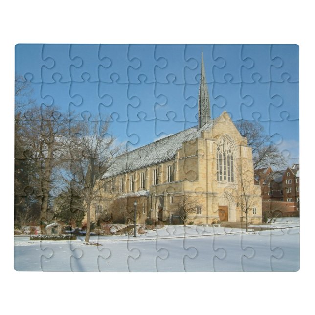 Harbison Chapel in Winter at Grove City College Jigsaw Puzzle (Puzzle Horizontal)