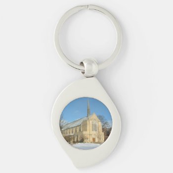 Harbison Chapel In Winter At Grove City College Keychain by mlewallpapers at Zazzle