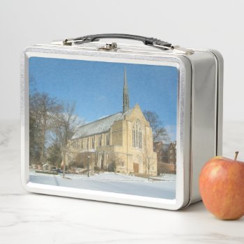 Harbison Chapel In Winter At Grove City College Metal Lunch Box by mlewallpapers at Zazzle