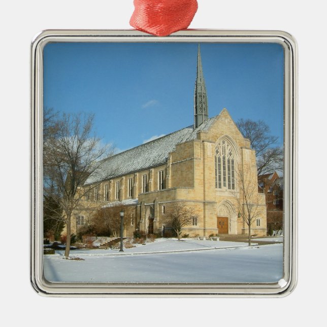 Harbison Chapel in Winter at Grove City College Metal Ornament (Front)