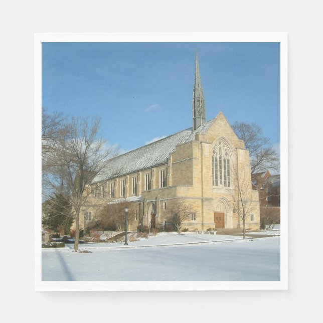 Harbison Chapel in Winter at Grove City College Paper Napkins (Front)