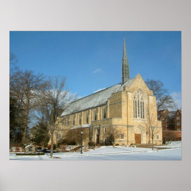 Harbison Chapel in Winter at Grove City College Poster (Front)