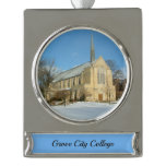 Harbison Chapel in Winter at Grove City College Silver Plated Banner Ornament