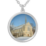 Harbison Chapel in Winter at Grove City College Silver Plated Necklace
