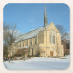 Harbison Chapel in Winter at Grove City College Square Paper Coaster