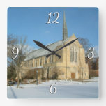 Harbison Chapel in Winter at Grove City College Square Wall Clock