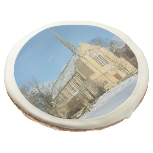 Harbison Chapel in Winter at Grove City College Sugar Cookie (Angled)