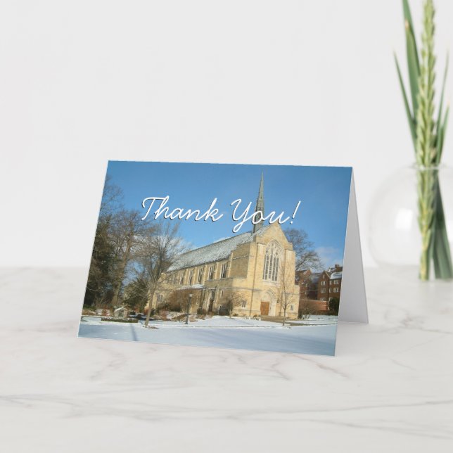 Harbison Chapel in Winter at Grove City College Thank You Card (Front)