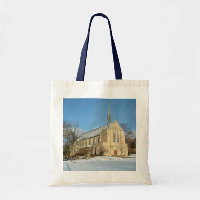 Harbison Chapel in Winter at Grove City College Tote Bag (Front)