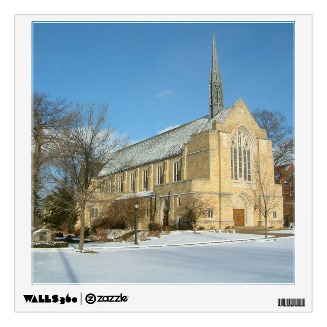 Harbison Chapel in Winter at Grove City College Wall Decal (Front)
