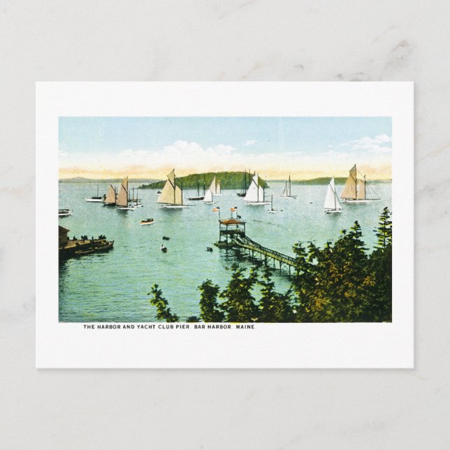 Harbor and Yacht Club, Bar Harbor, Maine Postcard (Front)