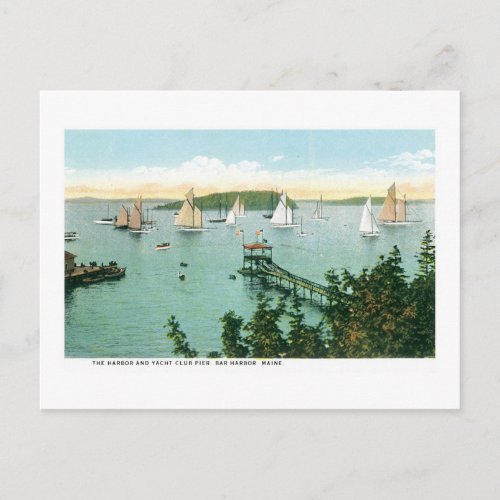 Harbor and Yacht Club Pier Bar Harbor Maine Postcard