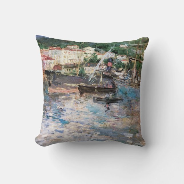 Harbor at Nice Throw Pillow (Front)