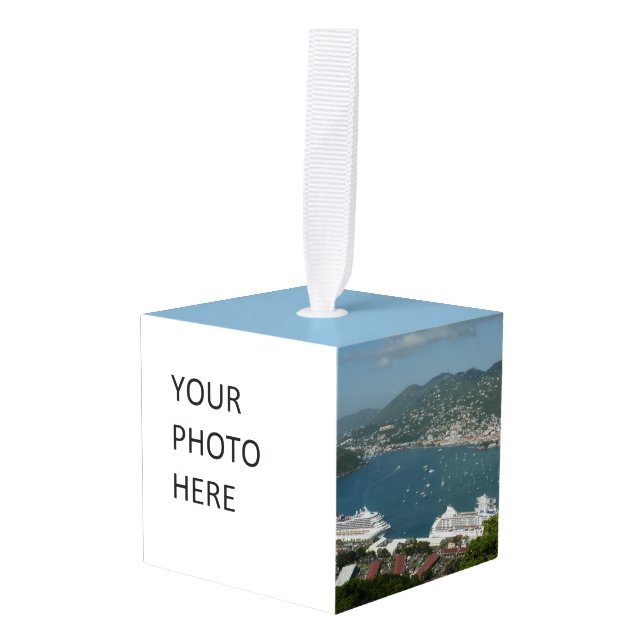 Harbor at St. Thomas US Virgin Islands Cube Ornament (Front Angled)