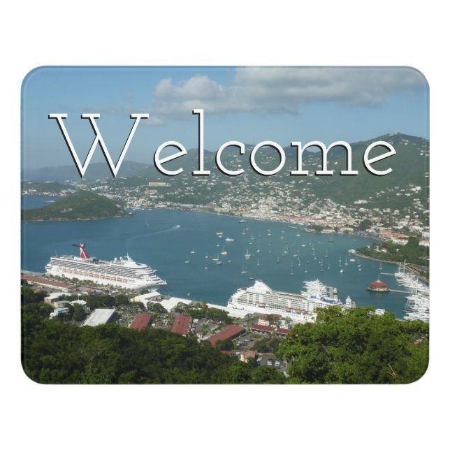 Harbor at St. Thomas US Virgin Islands Door Sign (Contemporary Front)
